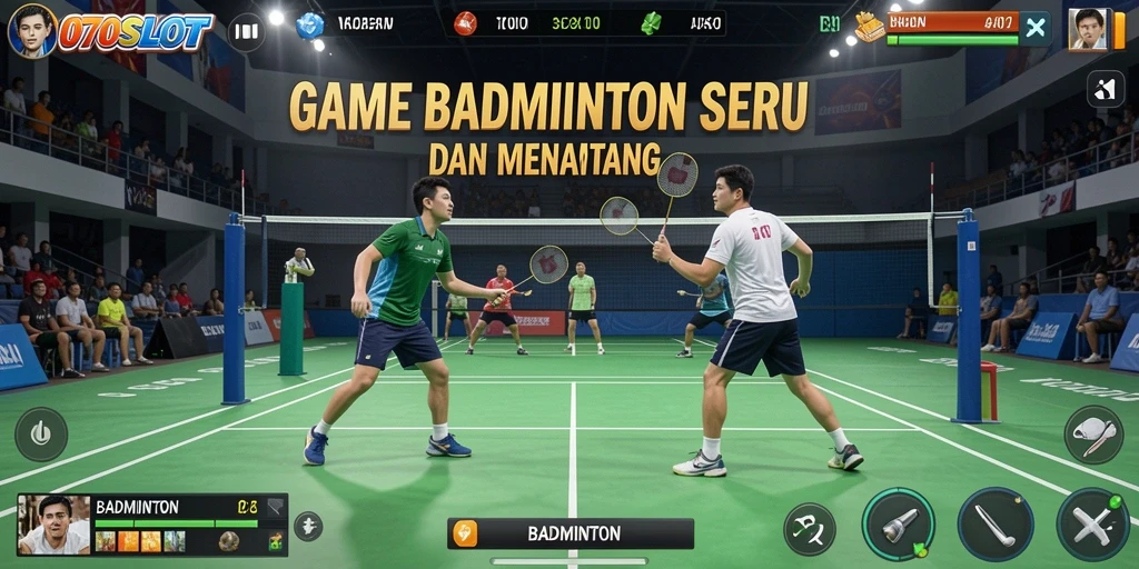 Antarmuka menarik dari permainan Badminton 070SLOT.