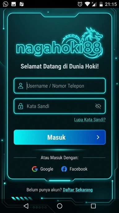 Tampilan halaman login nagahoki88
